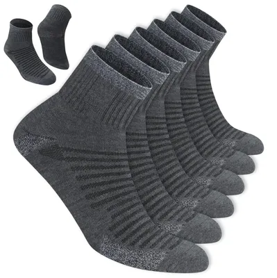 Productafbeelding van Heren sportkousen, geschikt voor hardlopen, met padding, ademend, katoen, 6-pack, driekwart lengte, grijs, maat 35-38