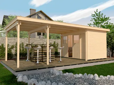 Productafbeelding van Tuinhuis Weka Lounge-huis 1, 450 cm, lounge met vloer, 676 x 336 cm, naturel