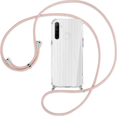 Produktbild von Handykette Backcover-Schutzhülle mit Band (Metall silberfarben) für Realme C3 - roségold