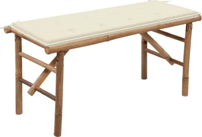 Immagine prodotto di The Living Store Panca da giardino pieghevole con cuscino 118 cm in bambù