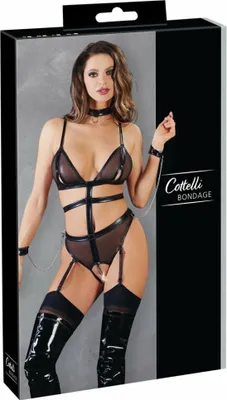 Obrázek produktu pro Cottelli Bondage - y body s otevřenými pouty na poprsí a rozkrokem M