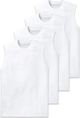 Produktbild von SCHIESSER Herren Unterhemden, 4er Pack - "Essentials", Muscleshirt, Rundhals, Baumwolle Weiß XL