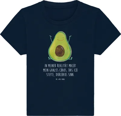 Produktbild von Mr. & Mrs. Panda  T-Shirt Avocado Glücklich 0. - 6. Monat - French Navy - Geschenk, Babyshirt, Freude, Baby, Jerseyshirt, Chaos, Shirt