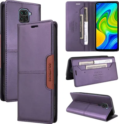 Immagine prodotto di Custodia per Xiaomi Redmi Note 9, custodia in pelle flip wallet con slot per carte e supporto Viola