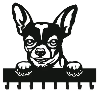 Wandschlüsselhalter mit 8 Haken, Chihuahua-Design, schwarz, Metall