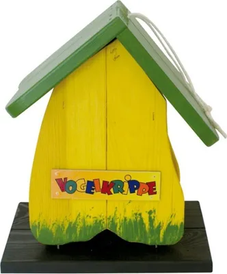 Produktbild von Vogelhaus Vogelkrippe Holz gelb grün Futterhaus Vögel Futterstelle