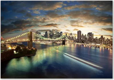Produktbild von Tulup® Leinwandbild - 100x70 cm - Wandkunst - Drucke auf Leinwand - Leinwanddruck - Sehenswürdigkeiten & Architektur - Blau - Manhattan New York