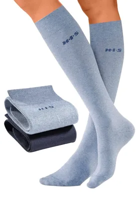 Produktbild von H.I.S. Kniestrümpfe Damenkniestrümpfe extraweiter Schaft 2 -teilig marine, jeans Größe 35/38