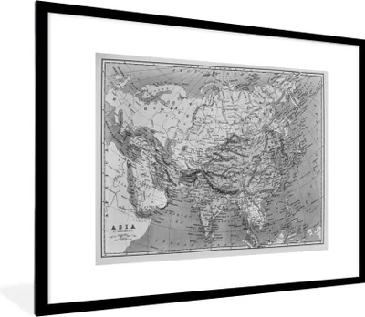 Produktbild von MuchoWow® MuchoWow® Gerahmtes Poster Klassische Weltkarte schwarz/weiß 80x60 cm - Poster mit zchwarzem Bilderrahmen - Schlafzimmer-Dekorationen - Fotoposter