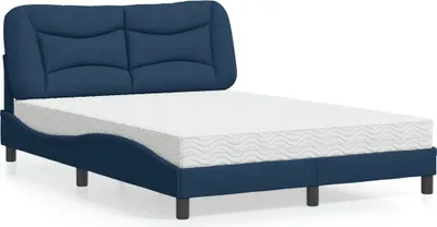 Produktbild von vidaXL Bett mit Matratze "Hvar" Blau 140x190 cm Stoff