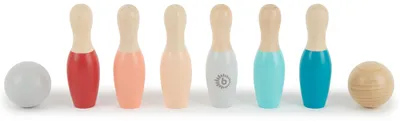 Produktbild von Bieco Mini Kegelspiel für Kinder aus Holz | ca. 10 cm | 8-tlg. Bowling Set Kinder | Outdoor Spielzeug | Kinder Spiele für Draußen Kinder | Kegel Outdoor Spiele Erwachsene | Set Spiel | Garten Spiel