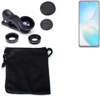 Produktbild von K-S-Trade Smartphone Kamera Linsen Set Kompatibel mit Infinix Hot 12 3in1 Clip-On Kamera Adapter Macro Weitwinkel FishEye Fischauge Objektiv Linse
