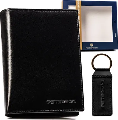 Image de Coffret cadeau : portefeuille et porte-clés en cuir pour homme - Peterson