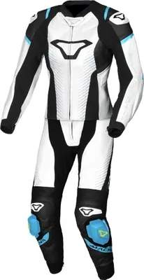 Immagine prodotto di Tuta in pelle da moto Macna Tronniq perforata da donna in 2 pezzi, bianco/nero/blu, 42