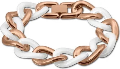 Produktbild von Amello Edelstahl Armband Panzer Damen Schmuck rosegold weiß ESAX22W8