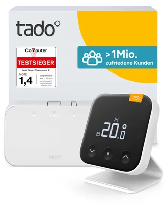 Produktbild von tado° Kabelloses Smartes Thermostat X – Starter Kit mit Standfuß – Schwarz