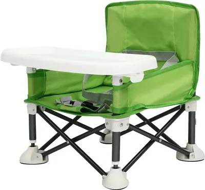 Image de Chaise haute portable, design pliable, capacité de charge élevée, verte