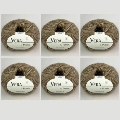 Productafbeelding van 6x Vera by Permin – Chainette Garen Hele Jaar Baby Alpaca en Katoen (125m/50g) (21 karamel)