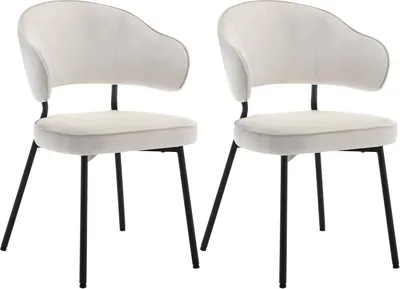 Produktbild von WOLTU 2er Set Esszimmerstühle, Polsterstuhl, Metallbeinen, Samt, creme