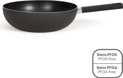 Obrázok produktu pre 32 cm wok s nepriľnavým povrchom, bez PFOA a PFOS – silikónová rukoväť – vhodný pre všetky typy sporákov, vrátane indukčných