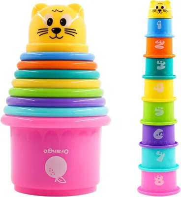 Produktbild von Delige Stapeltürme für Kinder, Stapelblöcke, Sandspielzeug für Babys zum Sortieren und Stapeln, pädagogisches Babyspielzeug ab 6 Monaten
