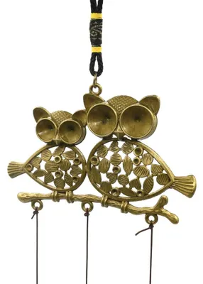 Zdjęcie produktu dla Metalowy dzwonek z sówkami - 45 cm
