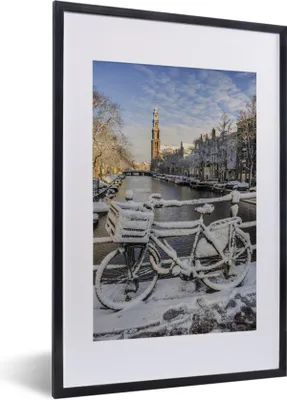 Produktbild von MuchoWow® MuchoWow® Gerahmtes Poster Winterliche Impression der Prinsengracht 40x60 cm - Poster mit zchwarzem Bilderrahmen - Poster in Rahmen
