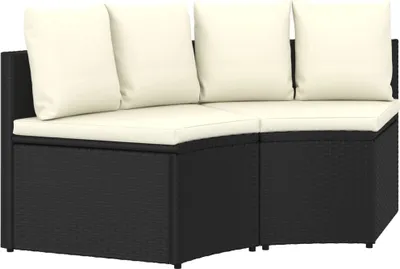 Zdjęcie produktu dla 2-częściowa sofa ogrodowa, z poduszkami, polirattan, czarna