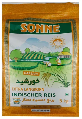 Produktbild von Khorshid Sonne Basmati Reis Darbari Extra Langkorn Reis 5 Kg