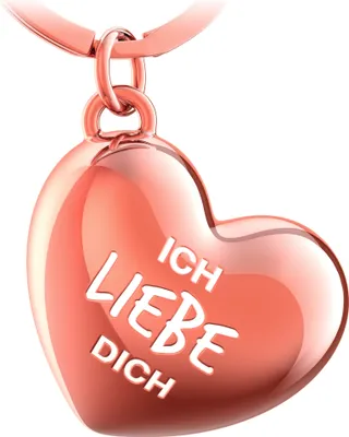 Produktbild von Herz Schlüsselanhänger in Roségold mit Gravur - "Ich liebe dich" - Glücksbringer Geschenk für Partner Freundin Ehefrau