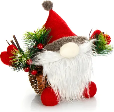 Produktbild von COM-FOUR® Weihnachtsmannfigur Größe L, winterliche Santa Claus-Figur mit Tannenzapfenkörper, weihnachtliche Dekoration, hinreißende Tischdeko zur Adventszeit