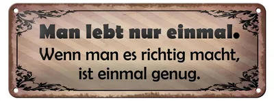 Produktbild von Blechschild Spruch 27x10cm man lebt nur einmal genug Dekoration