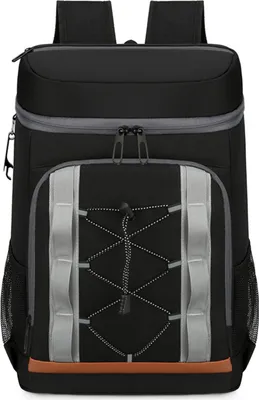Produktbild von Isolierter Kühlrucksack, Wasserdicht mit Lunch Fach, für Picknick Sport Reisen, Groß (Schwarz)