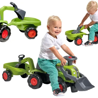 Produktbild von Falk Baby Claas Aufsitztraktor mit Baggerschaufel und Anhänger
