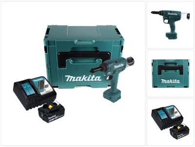 Immagine prodotto di Makita DRV 250 RG1J Rivettatrice a batteria 18 V 20 kN Brushless + 1x batteria da 6,0 Ah + caricabatterie + Makpac