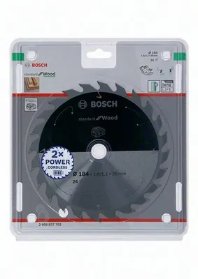 Zdjęcie produktu dla Bosch 2 608 837 702, Twarde drewno, Miękkie drewno, 18,4 cm, 2 cm, 1,1 mm, 7900 RPM, 1,6 mm