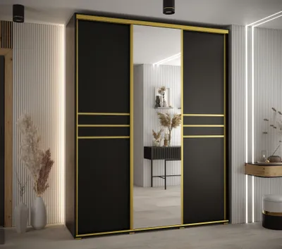 Produktbild von Kleiderschrank ASIRI 11 - 200/60 cm, schwarz/gold