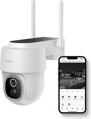 Produktbild von FlinQ Smart Sicherheitskamera Dome Guard – Außenkamera mit Solar & USB – 2K HD, Nachtsicht, Schwenk- & Neigefunktion, IP65