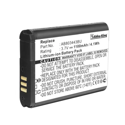 Zdjęcie produktu dla Akku-King 20110998, Bateria, Samsung, Czarny, Biały, Litowo-jonowa (Li-Ion), 1100 mAh, 3,7 V