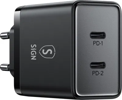 Zdjęcie produktu dla Ładowarka Dual USB-C PD 40W - Czarna