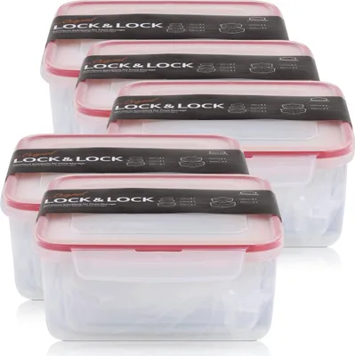Produktbild von Lock&Lock HPL980CLQ5 Frischhaltedosen 5er Set - Luft & Wasserdicht (5er Pack)