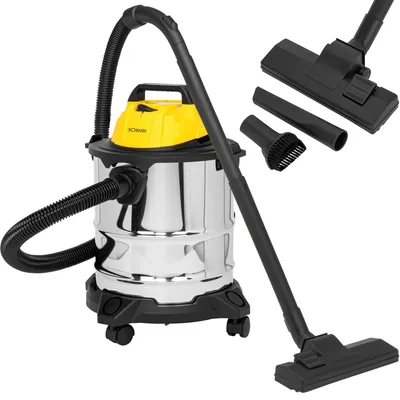 A Bomann wet and dry vacuum cleaner with various attachments is displayed against a white background.