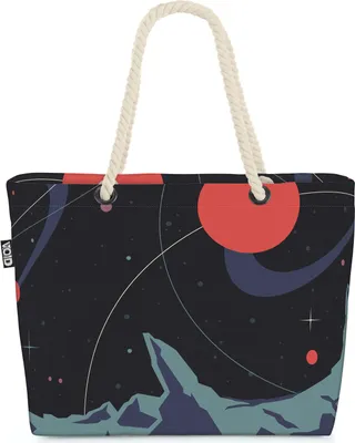 Produktbild von VOID Retro Universum Galaxie Strandtasche Shopper 58x38x16cm 23L XXL Einkaufstasche Tasche Reisetasche Beach Bag