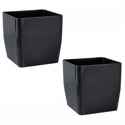 Produktbild von KMND Pflanzkübel Quadro Low 2er-Set mit Pflanzeinsatz 27 × 27 × 26 cm, Granit Hochglanz