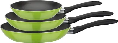 Produktbild von GSW Pfannen-Set Nova 3-tlg. grün, Aluminium, Kunststoff, Bratpfanne ø ca. 20 x H 4,2cm / ø ca. 24 x H 4,4cm / ø ca. 28 x H 4,8cm