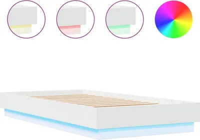 Productafbeelding van vidaXL Bedframe met LED-verlichting, wit, 75x190 cm
