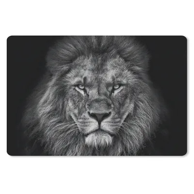 Produktbild von MuchoWow® Schreibtischunterlage Löwe - Tiere - Schwarz - Weiß 60x40 cm - XXL Mauspad - Großes Mauspad