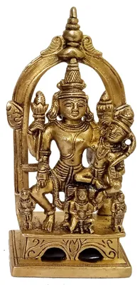 Messing-Idol Vishnu-Lakshmi mit Garuda, 12,7 cm