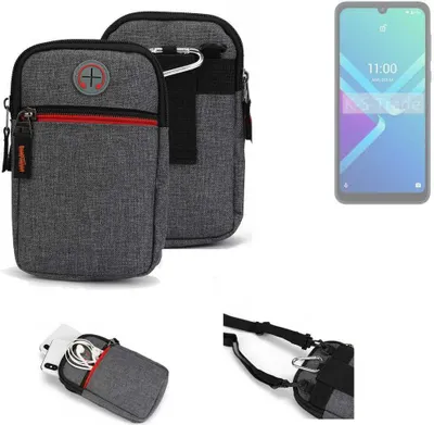 Produktbild von K-S-Trade Holster Gürteltasche kompatibel mit Wiko Y82 Handy Tasche Schutz Hülle grau Zusatzfächer 1x