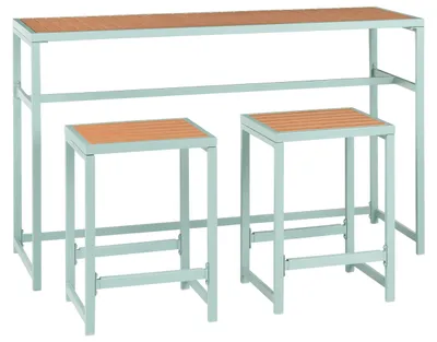 Zdjęcie produktu dla BELIANI Barowy zestaw ogrodowy jasnozielony stal drewno syntetyczne stół 2 stołki do domu na taras balkon styl nowoczesny design